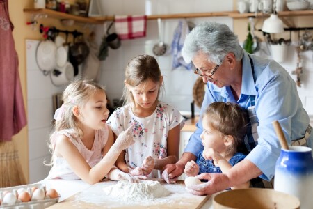 Cooking,At,Home.,Family,Having,Fun,Together.,Grandmother,And,Kids