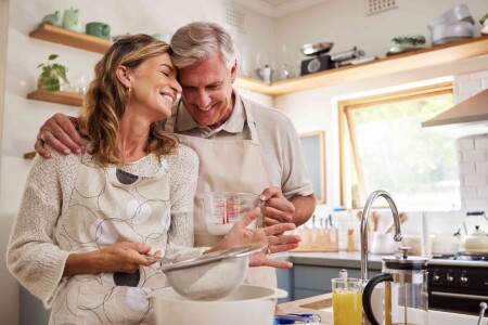 Cooking,,Love,And,Food,With,A,Senior,Couple,Baking,In